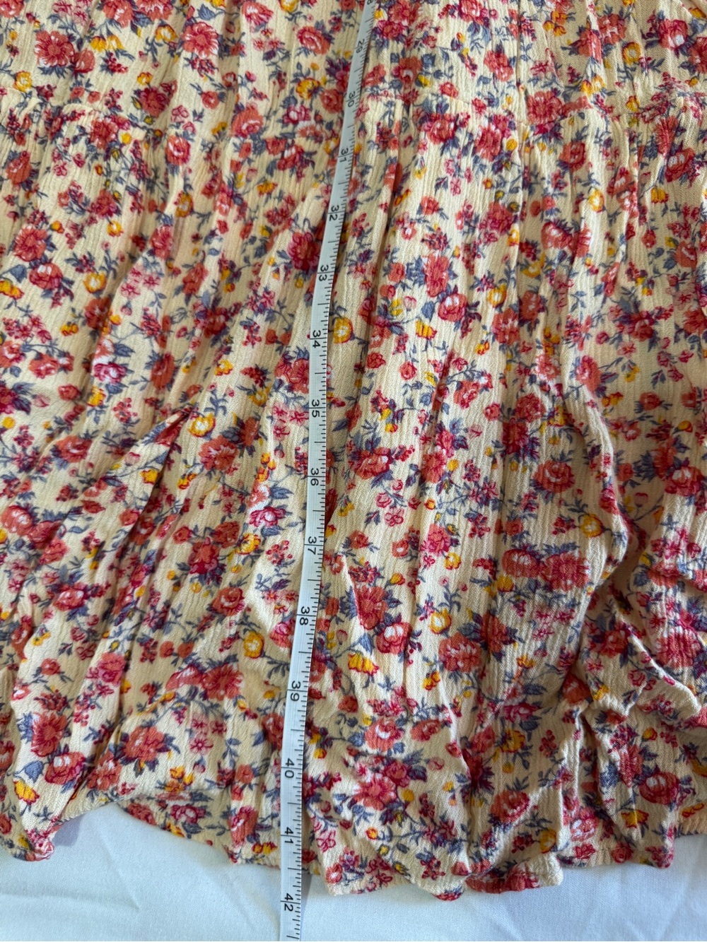 Smocked Floral Maxi Dress in Cream with Pink Bloom - Picture 11 of 11